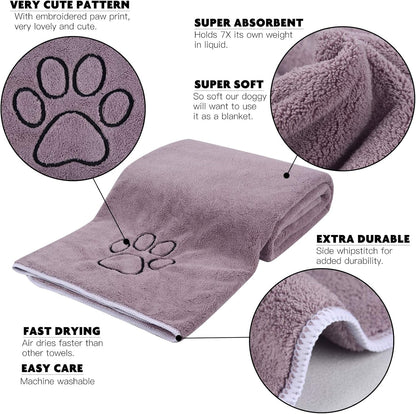 Dog Towel Super Absorbent Pet Bath Towel Microfiber Dog Drying Towel for Small, Medium, Large Dogs and Cats