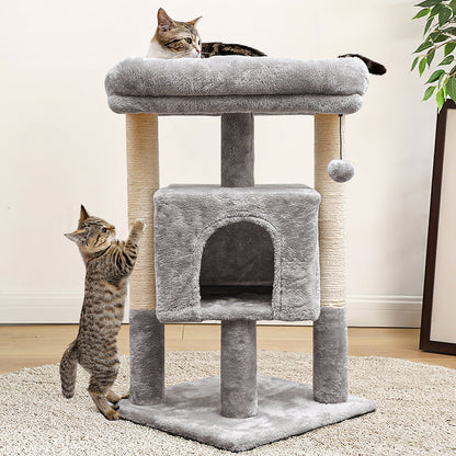 29" Cat Tree Tower for Indoor Cats Cat Condo with Sisal Scratching Posts, Plush Perch, Cat Bed Furniture, Beige