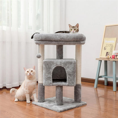 29" Cat Tree Tower for Indoor Cats Cat Condo with Sisal Scratching Posts, Plush Perch, Cat Bed Furniture, Beige