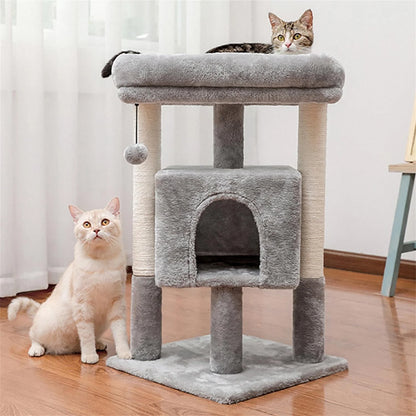 29" Cat Tree Tower for Indoor Cats Cat Condo with Sisal Scratching Posts, Plush Perch, Cat Bed Furniture, Beige