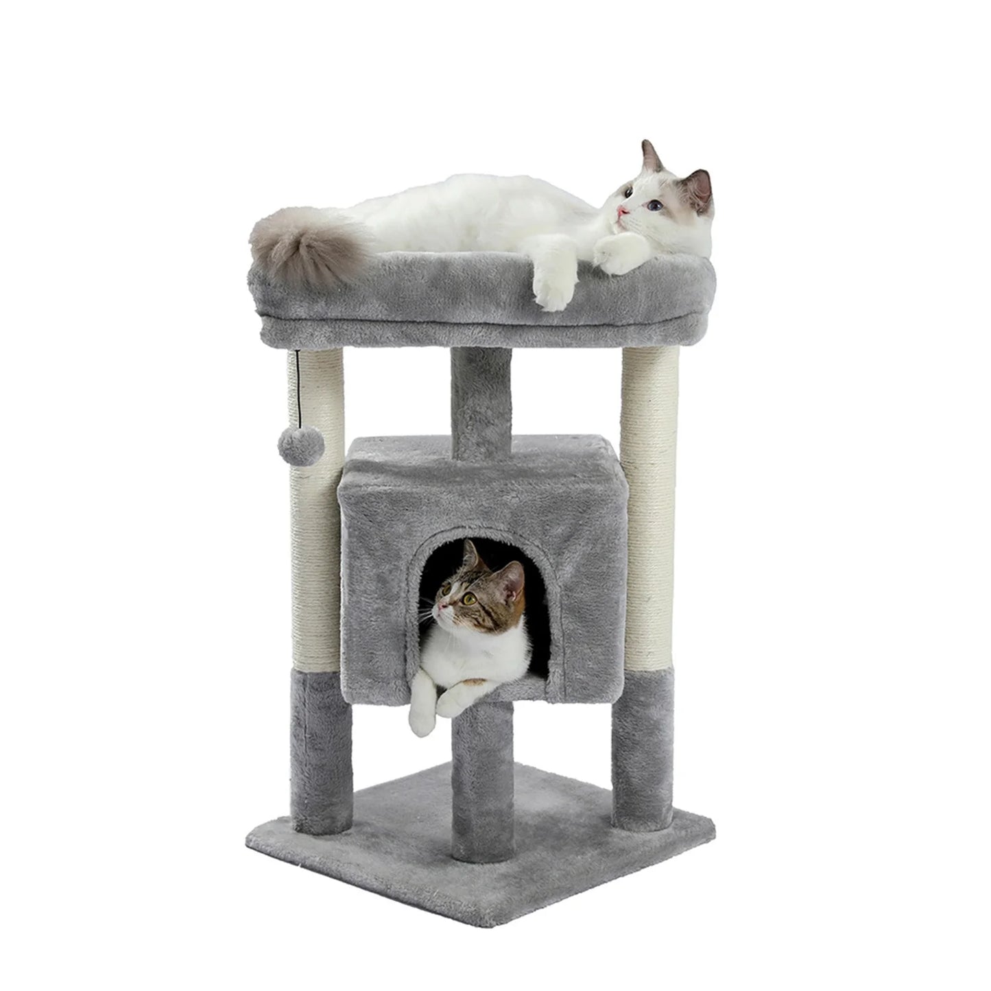 29" Cat Tree Tower for Indoor Cats Cat Condo with Sisal Scratching Posts, Plush Perch, Cat Bed Furniture, Beige