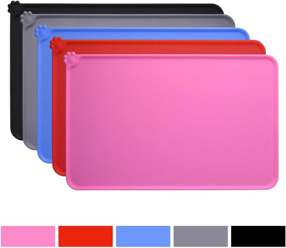 Dog Food Mat, Silicone Dog Cat Bowl Mat, Non Slip Pet Feeding Mat Waterproof Dog Placemat for Small Animals