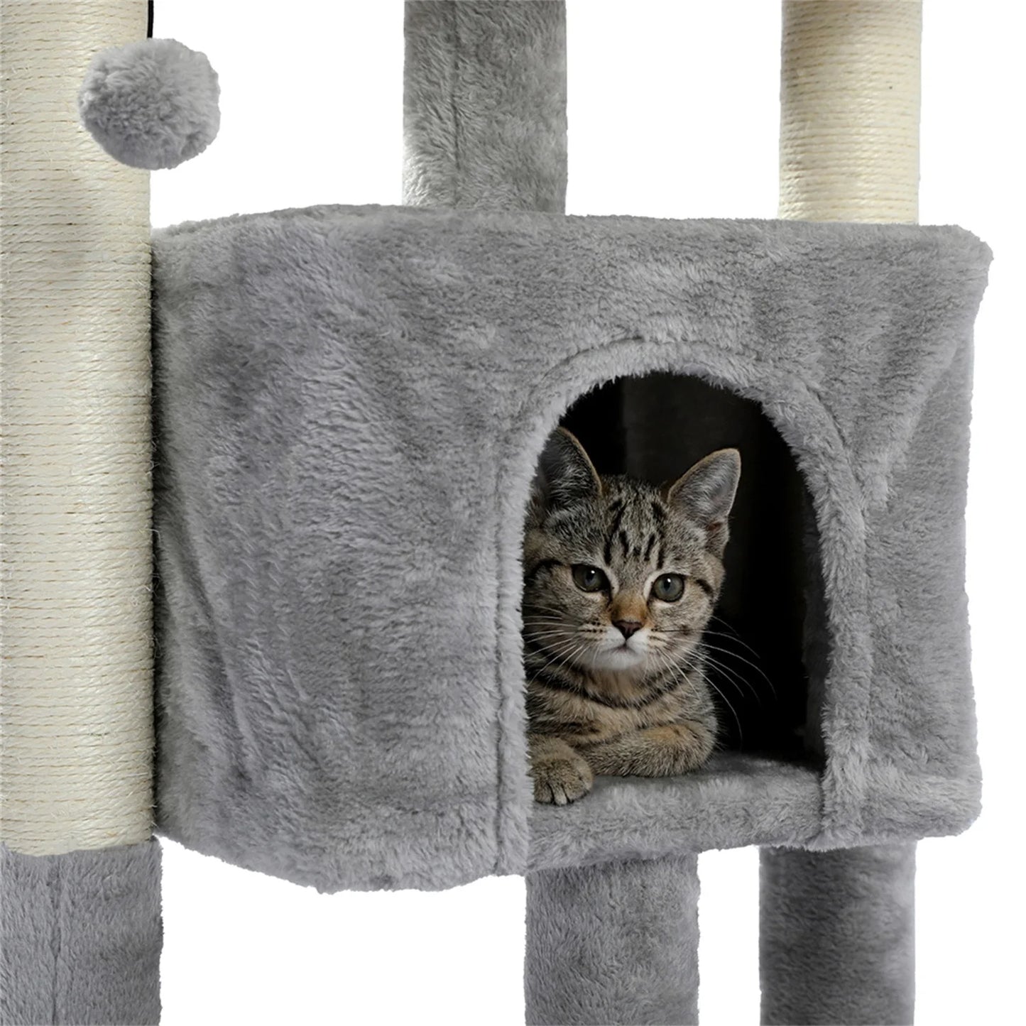29" Cat Tree Tower for Indoor Cats Cat Condo with Sisal Scratching Posts, Plush Perch, Cat Bed Furniture, Beige