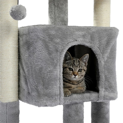 29" Cat Tree Tower for Indoor Cats Cat Condo with Sisal Scratching Posts, Plush Perch, Cat Bed Furniture, Beige
