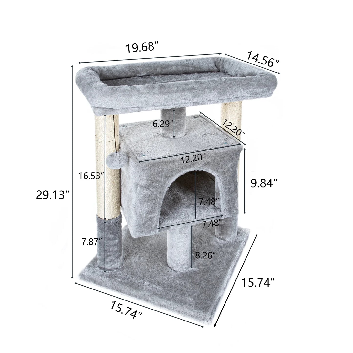 29" Cat Tree Tower for Indoor Cats Cat Condo with Sisal Scratching Posts, Plush Perch, Cat Bed Furniture, Beige